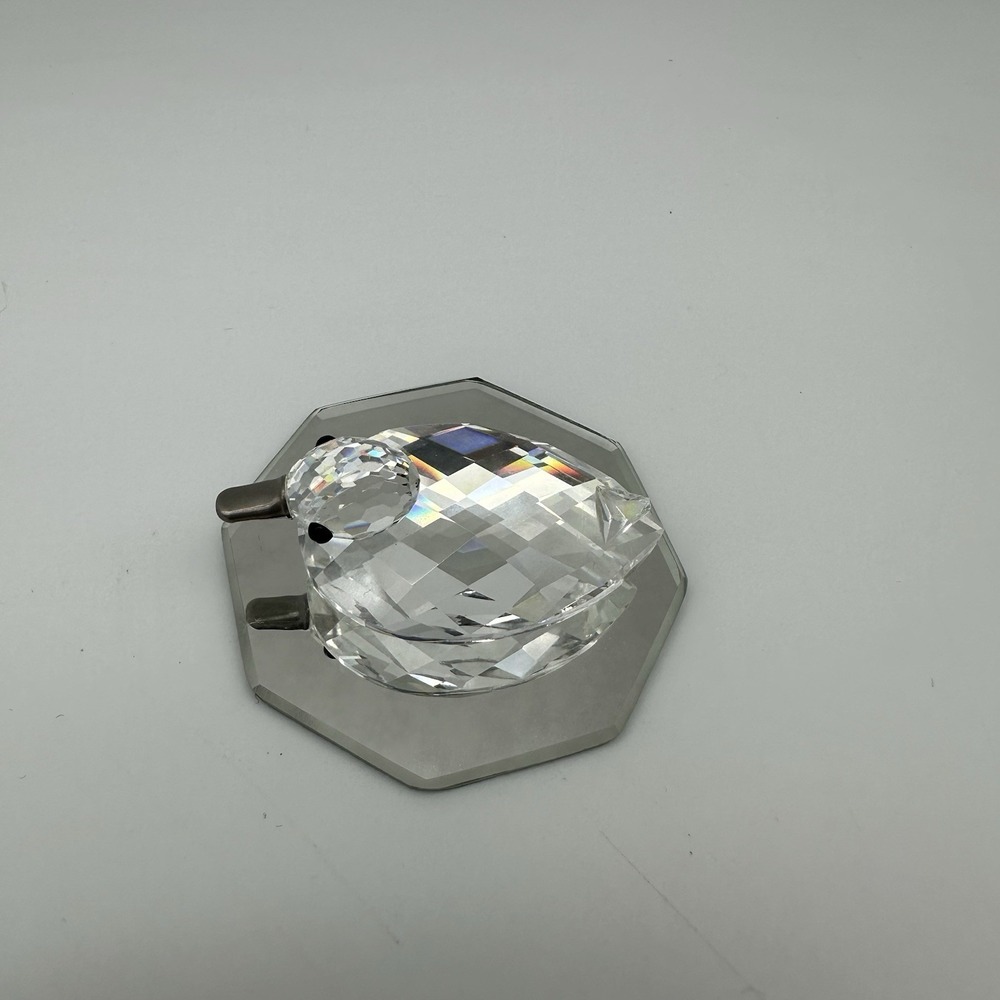 Swarovski Crystal Small‎ Duck With Glass Plate 1.5" Silver Tone Beak